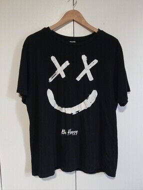 ​Marshmello EDM Music Artist Be Happy Graphic Tee Black Cotton T-Shirt M/L